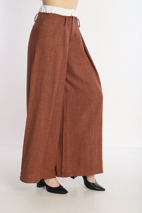 شلوار قهوه ای زنانه کتان şems fashion - کد 896776346