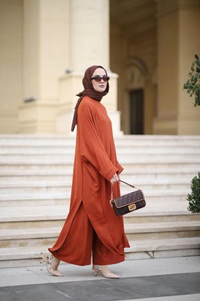 ست بالاتنه و پائین تنه حجاب نارنجی Relaxed NS Moda - کد 896799084