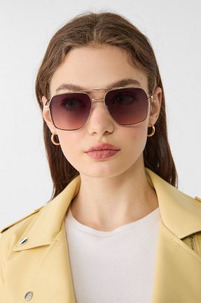 عینک آفتابی قهوه ای زنانه 55 Stradivarius - کد 896821940