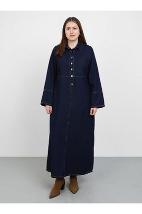 لباس سایز بزرگ سرمه ای زنانه جین Alia - کد 897200019