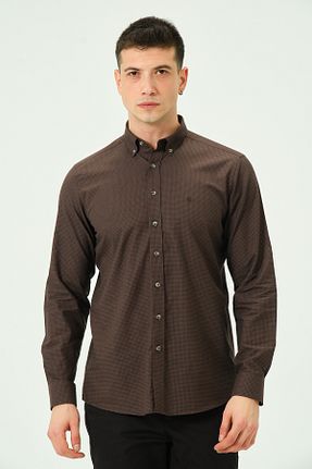پیراهن قهوه ای مردانه رگولار PSY - کد 896838008
