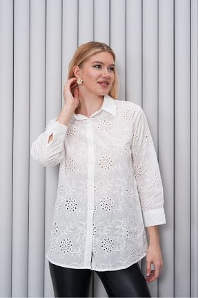 پیراهن سفید زنانه اورسایز Elaxi - کد 896831380