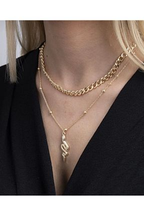 گردنبند جواهر طلائی زنانه چرم TakixWomen - کد 862686130