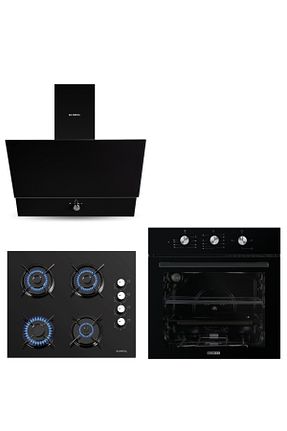 ست هود و اجاق گاز مشکی گارانتی نمایندگی رسمی KUMTEL - کد 80587322