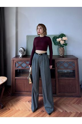 شلوار پارچه ای طوسی زنانه بلند Bak