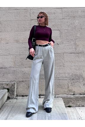 شلوار پارچه ای طوسی زنانه بلند Bak