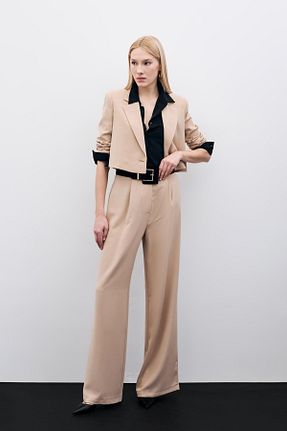 شلوار بژ زنانه پنبه پلی استر Sateen - کد 290258604
