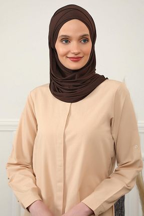 شال قهوه ای زنانه پنبه ای Aisha