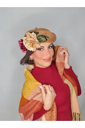 ست شال گردن و کلاه پشمی بژ زنانه اکریلیک Senbeno Design - کد 896882870