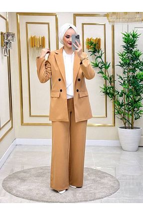 ست بالاتنه و پائین تنه حجاب بژ زنانه رگولار NHMODA - کد 896874643