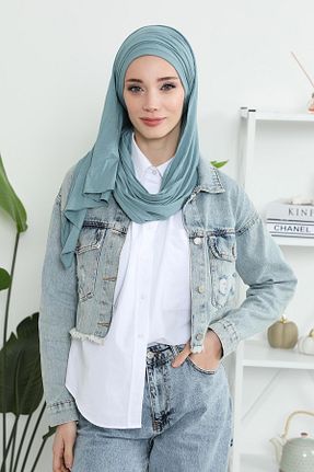 شال فیروزه ای زنانه پنبه ای Aisha