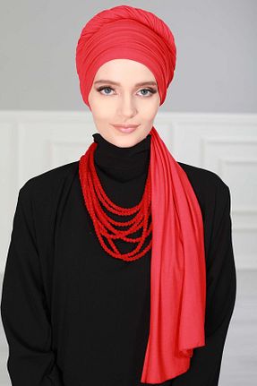 شال قرمز زنانه پنبه ای Aisha