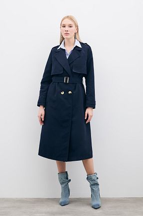 ترنچکت سرمه ای زنانه پلی استر Sateen - کد 889871770