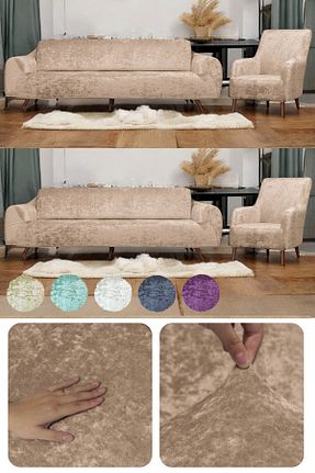 کاور مبل قهوه ای مخمل riselerhome - کد 795279196