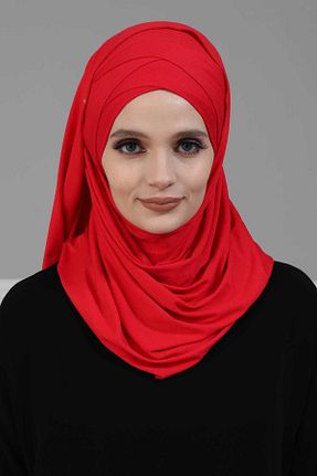 شال قرمز زنانه پنبه ای Aisha