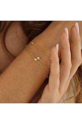 دستبند نقره طلائی زنانه 925 عیار Queen Silver Jewelry - کد 896877276