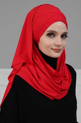 شال قرمز زنانه پنبه ای Aisha