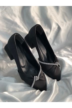 کفش مجلسی مشکی زنانه پارچه ای Hg Ayakkabı - کد 896878995