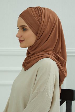 شال قهوه ای زنانه پنبه ای Aisha