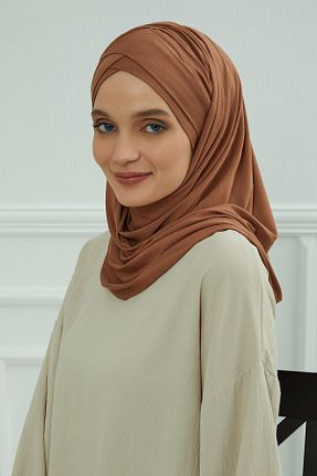 شال قهوه ای زنانه پنبه ای Aisha