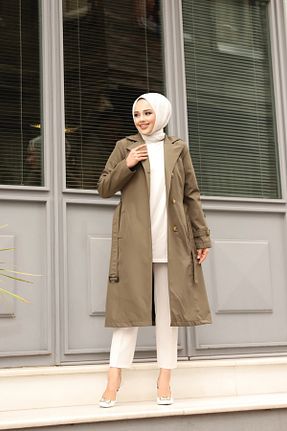 ترنچکت خاکی زنانه پنبه پلی استر PİNK FLY - کد 814017456