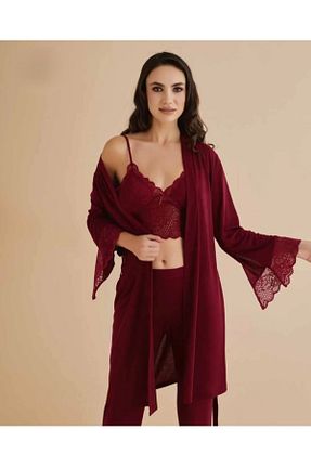 ست لباس راحتی زرشکی زنانه ساده QKK - کد 896886054