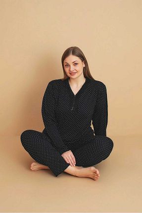 ست لباس راحتی سایز بزرگ مشکی زنانه چاپی Temporium - کد 896895899