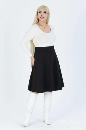 دامن سایز بزرگ مشکی زنانه کرپ Mooi XXL - کد 769212361