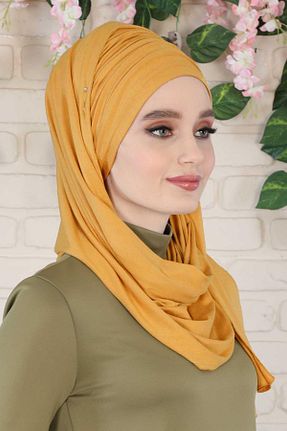شال زرد زنانه پنبه ای Aisha