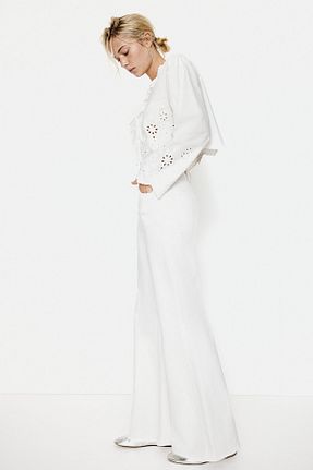 بلوز سفید زنانه ساده H&M - کد 891557950