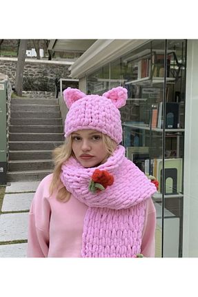 شال گردن صورتی زنانه مخملی SMYY - کد 782206097