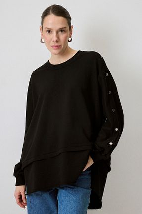 سوئیشرت حجاب مشکی زنانه پنبه پلی استر Touche Prive - کد 896928864