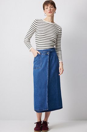 دامن حجاب سرمه ای زنانه نیمه فیت Touche Prive - کد 896913761