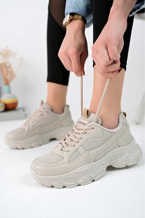 کفش اسنیکر بژ زنانه بند دار McDark - کد 226053761