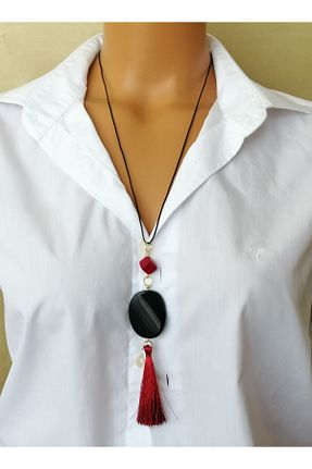 گردنبند جواهر قرمز زنانه چرم LemaStone - کد 896946977