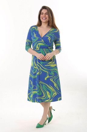 لباس سایز بزرگ آبی زنانه ویسکون Mooi XXL - کد 811856048