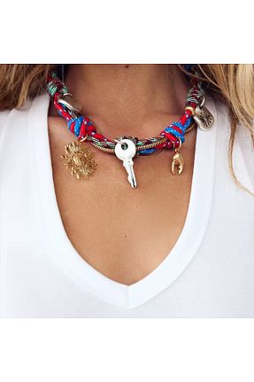 گردنبند جواهر رنگی زنانه زیرکن YENGEÇ - کد 897010529