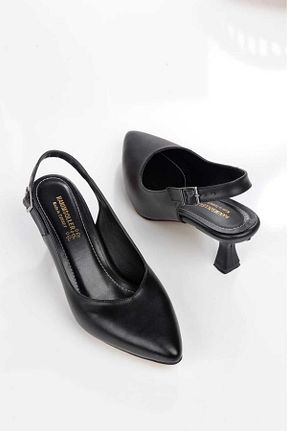 کفش پاشنه بلند کلاسیک مشکی زنانه چرم مصنوعی EYLÜLDEN MODA SHOES - کد 897008953