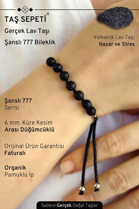 دستبند جواهر مشکی زنانه سنگ طبیعی TAŞ SEPETİ - کد 896995398