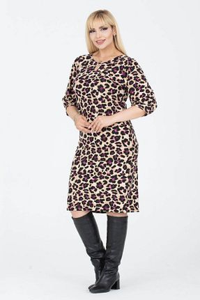 لباس سایز بزرگ بنفش زنانه پلی استر - الاستین Mooi XXL - کد 768112493