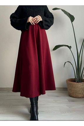 دامن زرشکی زنانه پلی استر sashıon - کد 897318802