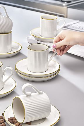 فنجان قهوه سفید 6 نفره Kitchen Life - کد 838894164