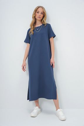 لباس سرمه ای زنانه بافت Trend Alaçatı Stili - کد 896524320