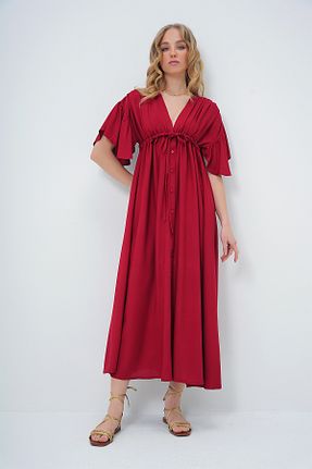 لباس زرشکی زنانه بافتنی Trend Alaçatı Stili - کد 896524176