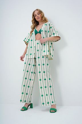 ست بالاتنه و پائین تنه سبز زنانه Trend Alaçatı Stili - کد 896524406