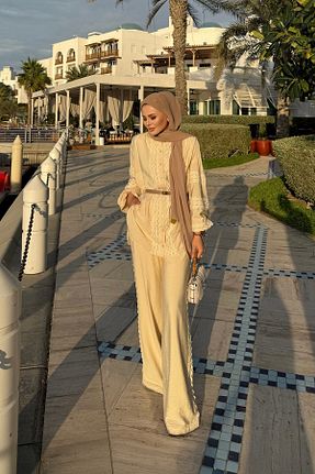 ست بالاتنه و پائین تنه بژ زنانه پلی استر NAGE COLLECTION - کد 894028330