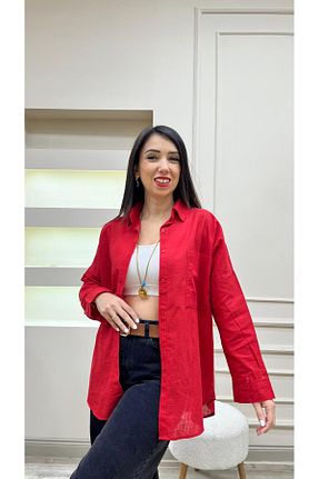 پیراهن قرمز زنانه اورسایز Meryemce - کد 894826977