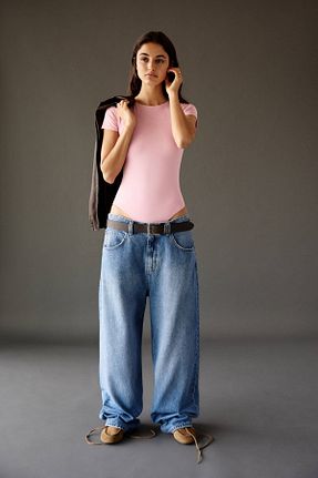بادی صورتی زنانه یقه دوچرخه Pull & Bear - کد 894853435