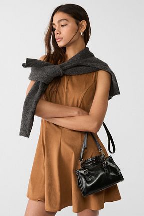 کیف دوشی مشکی زنانه پلی اورتان Stradivarius - کد 894855359