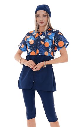 مایو حجاب سرمه ای زنانه چاپی REMSA - کد 894874626
